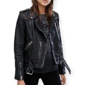AllSaints Black Leather Biker Jacket